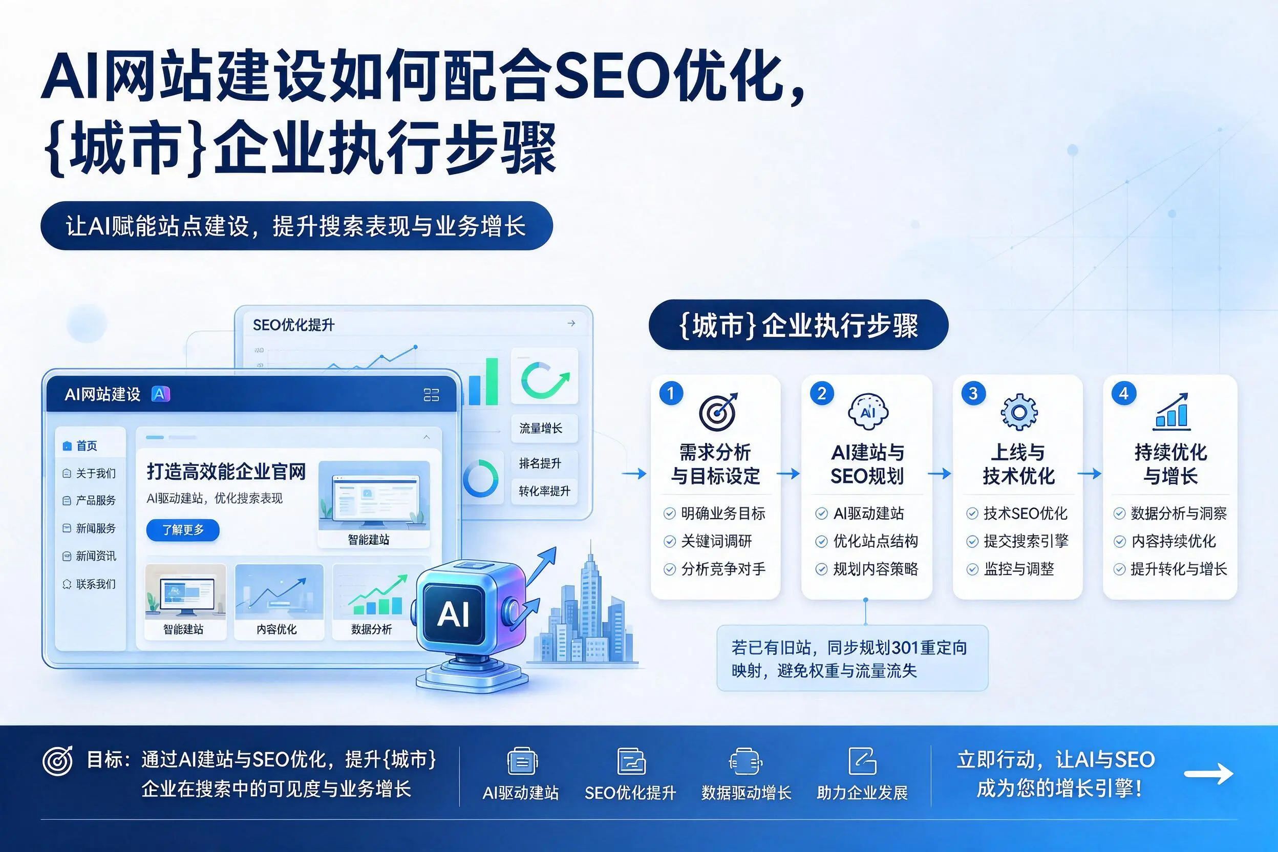 AI网站建设如何配合SEO优化,泰州企业执行步骤