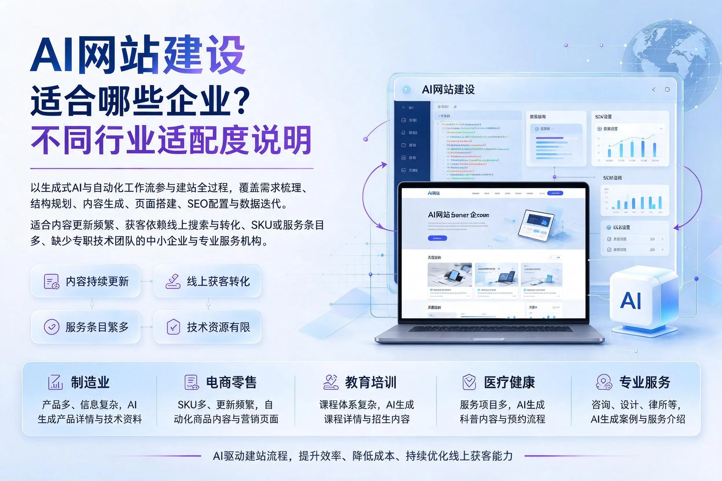 AI网站建设适合哪些企业？泰州不同行业适配度说明